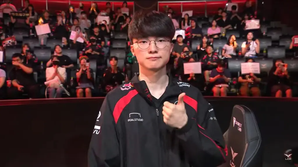 Faker after winning against KT Rolster